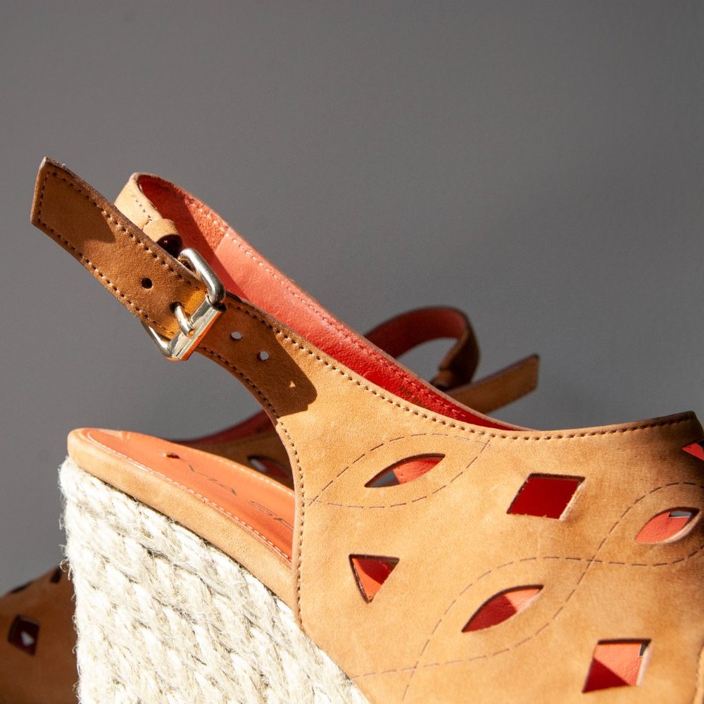 NIB Via Spiga "Katrina" - Laser Cut Italian Suede Espadrilles - Picture 9 of 9